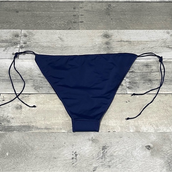 OSÉREE Side Tie Stretch Recycled Polyamide Blend Bikini Bottoms - Blue Sz-M - Picture 6 of 9